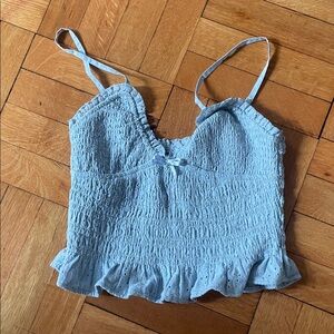 Aeropostale Sky Blue Smocked Top